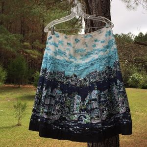 Talbots Printed Cotton A- Line Skirt